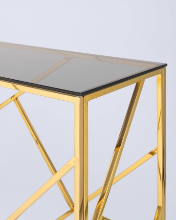 Консоль АРТ ДЕКО 120х40 золото стекло дым