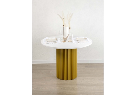 Стол деревянный Барел 110 белый, золото