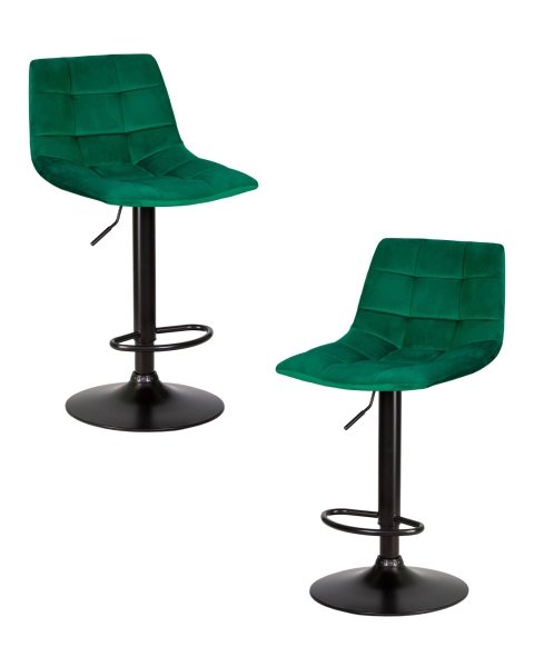 Набор 2 шт Стул барный TAILOR BLACK, зеленый велюр (MJ9-88)