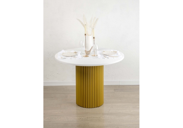 Стол деревянный Барел 110 белый, золото