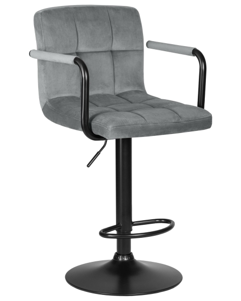 Набор 2 шт Стул барный KRUGER ARM BLACK, серый велюр (MJ9-75)