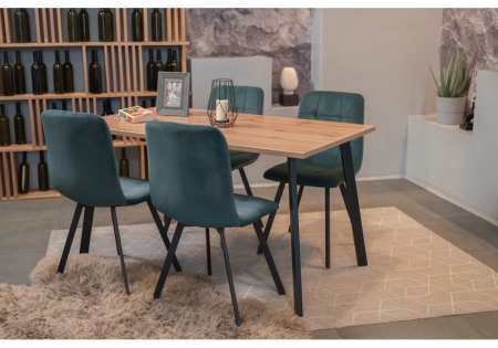 Стол деревянный Тринити Лофт 120х80 25 мм дуб делано темный, черный матовый