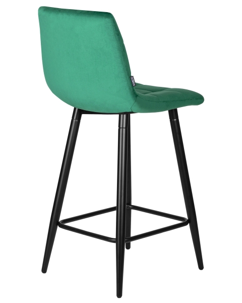 Стул полубарный OLIVIA черные матовые ножки, зеленый велюр 108-64