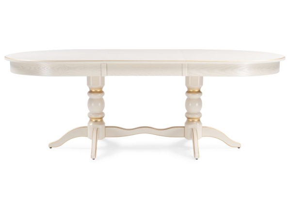 Стол деревянный Дейвер 160(220)х100 слоновая кость, золото