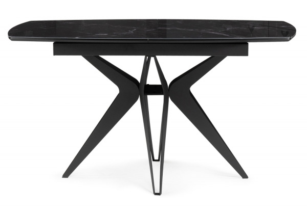 Стол стеклянный Риполь 140(180)х80 черный мрамор, черный