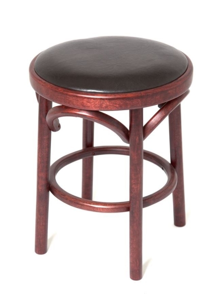 Деревянный табурет Венский махагон с мягким сиденьем из коричневой экокожи Деревянный табурет Венский махагон с мягким сиденьем из коричневой экокожи
