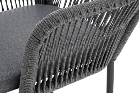 "Лион" стул плетеный из роупа, каркас алюминий серый (RAL7022) муар, роуп серый круглый, ткань серая 017 "Лион" стул плетеный из роупа, каркас алюминий серый (RAL7022) муар, роуп серый круглый, ткань серая 017