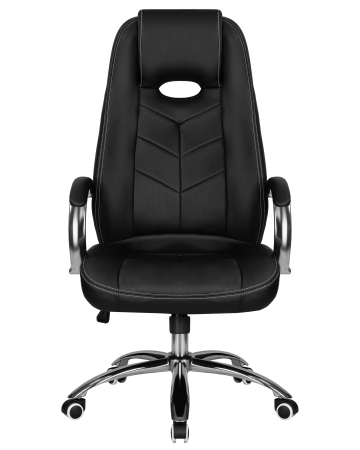 Офисное кресло TOBIAS черный, экокожа и металл, мягкое сиденье, с подлокотниками