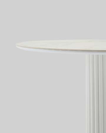 Стол круглый Терралино D90 верх керамика белый матовый, основание металл белый