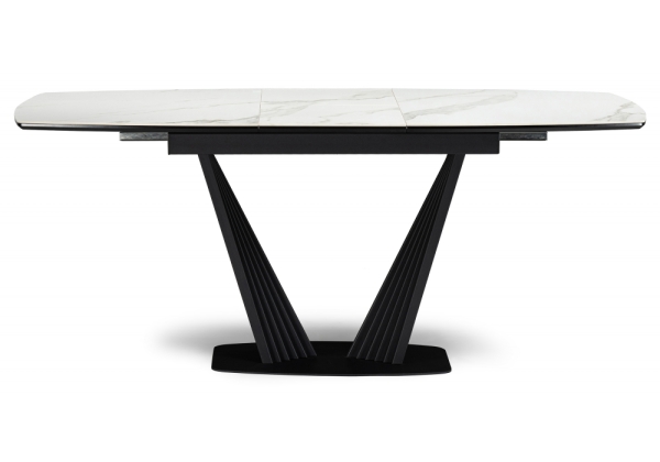 Керамический стол Вейл 140(180)х80 белый мрамор snow white, черный