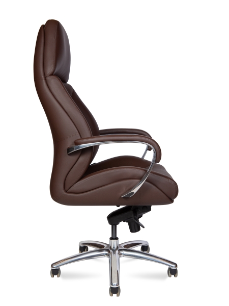 Кресло руководителя Porsche коричневая экокожа с алюминиевой крестовиной