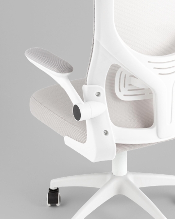 Кресло офисное TopChairs Core серый с подголовником пластик белый