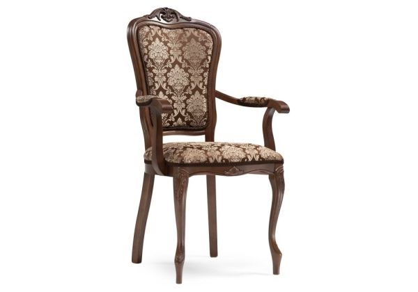 Стул деревянный Руджеро с мягкими подлокотниками орех, шоколад