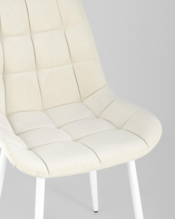 Стул Флекс велюр светло-бежевый белые ножки