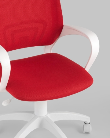 Кресло офисное ST-BASIC-W TopChairs красная ткань крестовина белый пластик