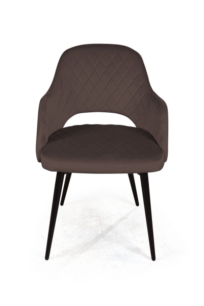 Стул William с подлокотниками ромб, бархат антрацит, черный конус