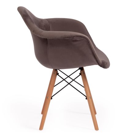 Кресло Secret De Maison CINDY SOFT EAMES (mod. 101) дерево береза, металл, мягкое сиденье, ткань, 61х60х80 см, серый (HLR 24), натуральный