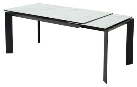 Стол CREMONA 180 KL-99 белый мрамор матовый итальянская керамика, черный каркас