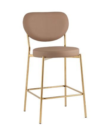 Стул полубарный Барбара NEW экокожа бежевая, золотые ножки 2 шт.