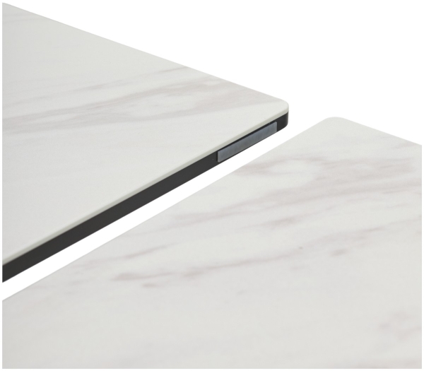 Стол ESTEBIO 160 KL-99 белый мрамор матовый, итальянская керамика, Серый металлик