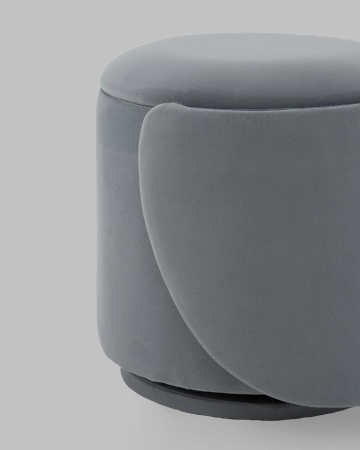 Пуф-трансформер Таунсвилл вращающийся с ящиком велюр серый