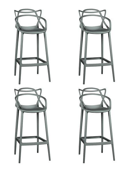 Набор 4 шт Стул барный MASTERS BAR, темно-серый (GR-04)