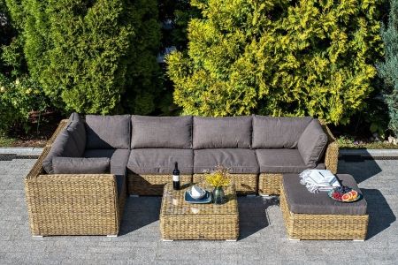 Трансформирующийся диван "Лунго" из искусственного ротанга (гиацинт), цвет соломенный