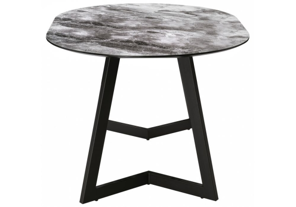 Стол Алингсос черная шагрень, мрамор серый