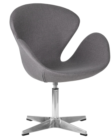 Кресло дизайнерское SWAN, серая ткань AF7, алюминиевое основание