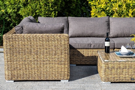 Трансформирующаяся лаунж-зона "Лунго" из искусственного ротанга (гиацинт), цвет соломенный