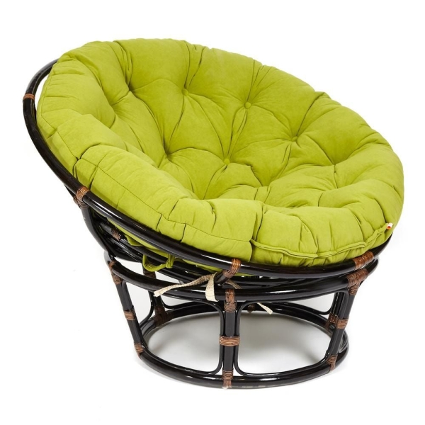 Кресло "PAPASAN" 23/01 W, с подушкой, античный черно-коричневый, флок олива 23