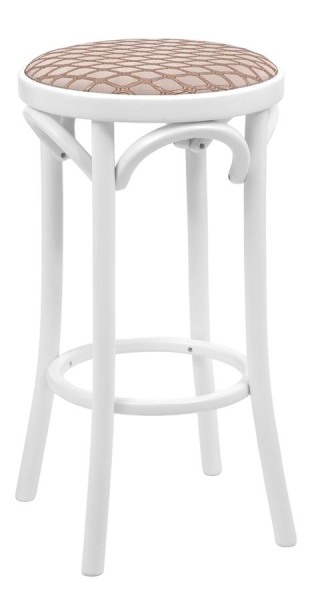Полубарный деревянный табурет Венский 650 белая эмаль с мягким сиденьем из бежевой ткани Полубарный деревянный табурет Венский 650 белая эмаль с мягким сиденьем из бежевой ткани