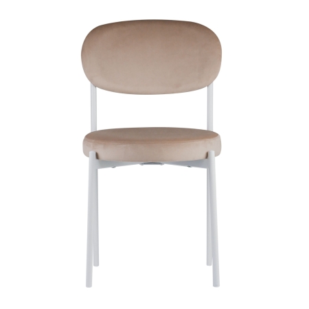 Стул Maso велюр бежевый, белые ножки