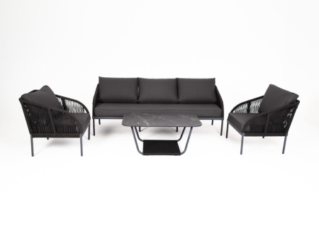 "Канны" лаунж-зона 5-местная плетеная из роупа (веревки), цвет темно-серый