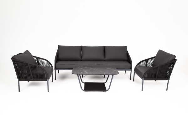 "Канны" лаунж-зона 5-местная плетеная из роупа (веревки), цвет темно-серый