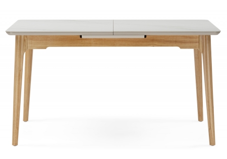 Керамический стол Halmar 140(180)x80 белый спеченный камень, светлое дерево