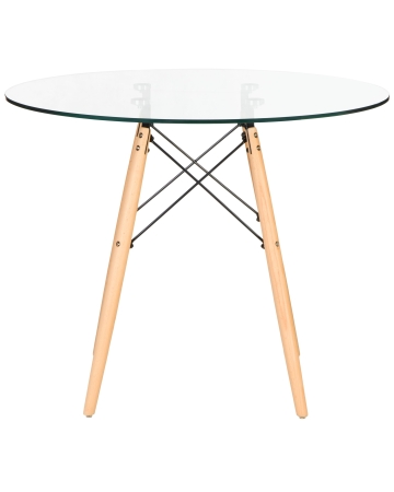 Стол обеденный CHELSEA`90 GLASS ножки светлый бук, столешница стекло
