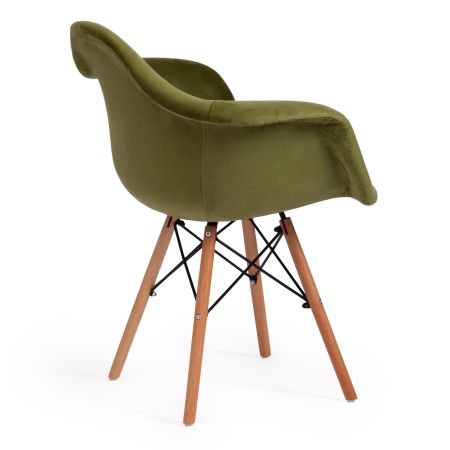Кресло Secret De Maison CINDY SOFT EAMES (mod. 101) дерево береза, металл, мягкое сиденье, ткань, 61х60х80 см, зеленый (HLR 54), натуральный