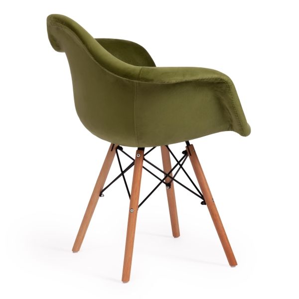 Кресло Secret De Maison CINDY SOFT EAMES (mod. 101) дерево береза, металл, мягкое сиденье, ткань, 61х60х80 см, зеленый (HLR 54), натуральный