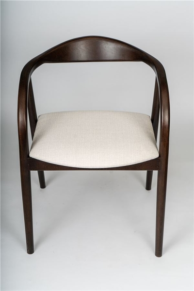 Деревянное полукресло венское Diona темный орех с мягким сиденьем из бежевой ткани Тесла 01