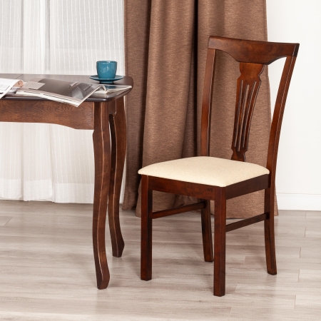 Стул Гермес (Hermes) дерево гевея, 43х49х94 см, капучино, ткань бежевая