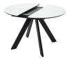 Стол БОНЖУР 100 белый мрамор, черная шагрень, стекло, черный каркас