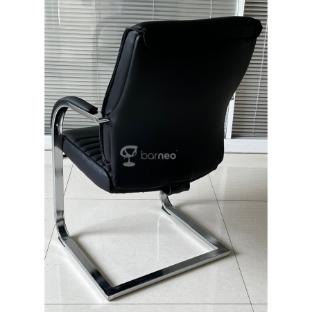 Кресло K-8010L черная кожа, на полозьях