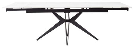 Стол FORIO 160 MATT WHITE MARBLE SINTERED STONE, BLACK