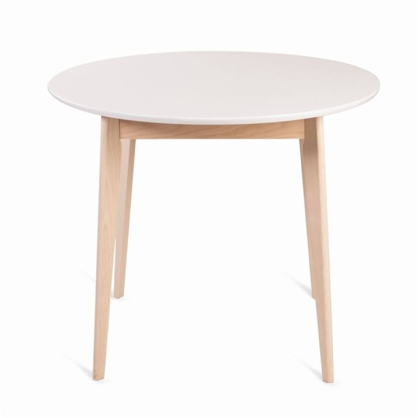 Стол Рэй-d900 круглый беленый дуб, белая эмаль