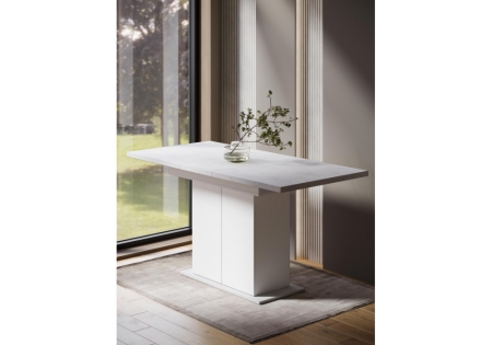 Стол деревянный Carla белый, цемент светлый