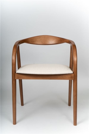 Деревянное полукресло венское Diona светлый орех с мягким сиденьем из бежевой ткани Тесла 01