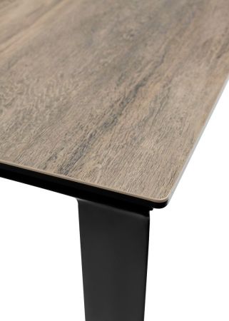 Стол CREMONA 180 KL-61 Под дерево итальянская керамика, черный каркас