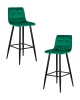 Набор 2 шт Стул барный NICOLE, черные матовые ножки, зеленый велюр (108-64)