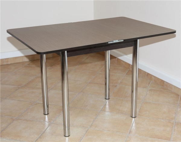 Стол обеденный ЛС-831 береза эрмана темная, ножки хром, кромка + царги венге